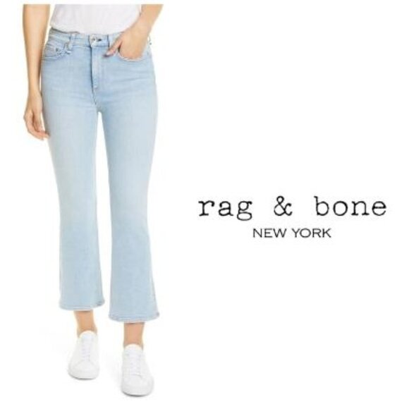 Rag & Bone Womens High Rise Light Wash Cropped Flared Ankle Jeans Sz 30 New - Picture 11 of 12
